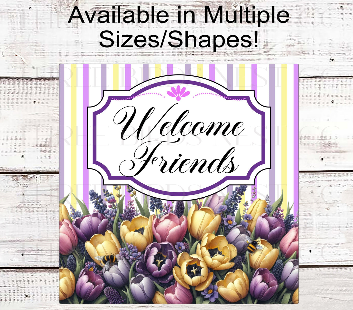 Welcome Wreath Sign - Tulip Sign - Welcome Friends - Spring Wreath Signs - Summer Wreath Signs