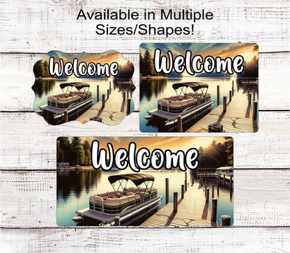 Pontoon Welcome Sign - Life is Better at the Lake - Lake House Wreath Sign - Lake House Nautical Decor