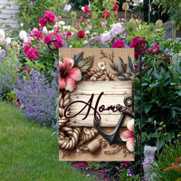 A beautiful Garden Flag with a Boat Anchor and Hibiscus Flowers
