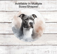 
              A beautiful grey and white Pit Bull Dog Everyday Wreath Sign.
            