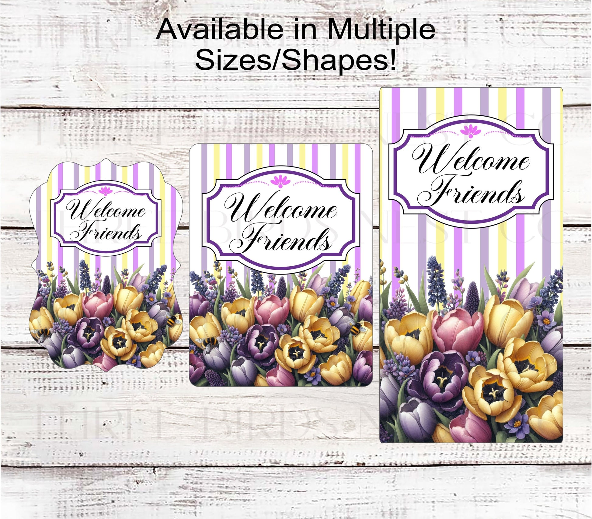 Welcome Wreath Sign - Tulip Sign - Welcome Friends - Spring Wreath Signs - Summer Wreath Signs