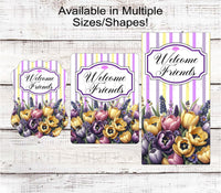 
              Welcome Wreath Sign - Tulip Sign - Welcome Friends - Spring Wreath Signs - Summer Wreath Signs
            