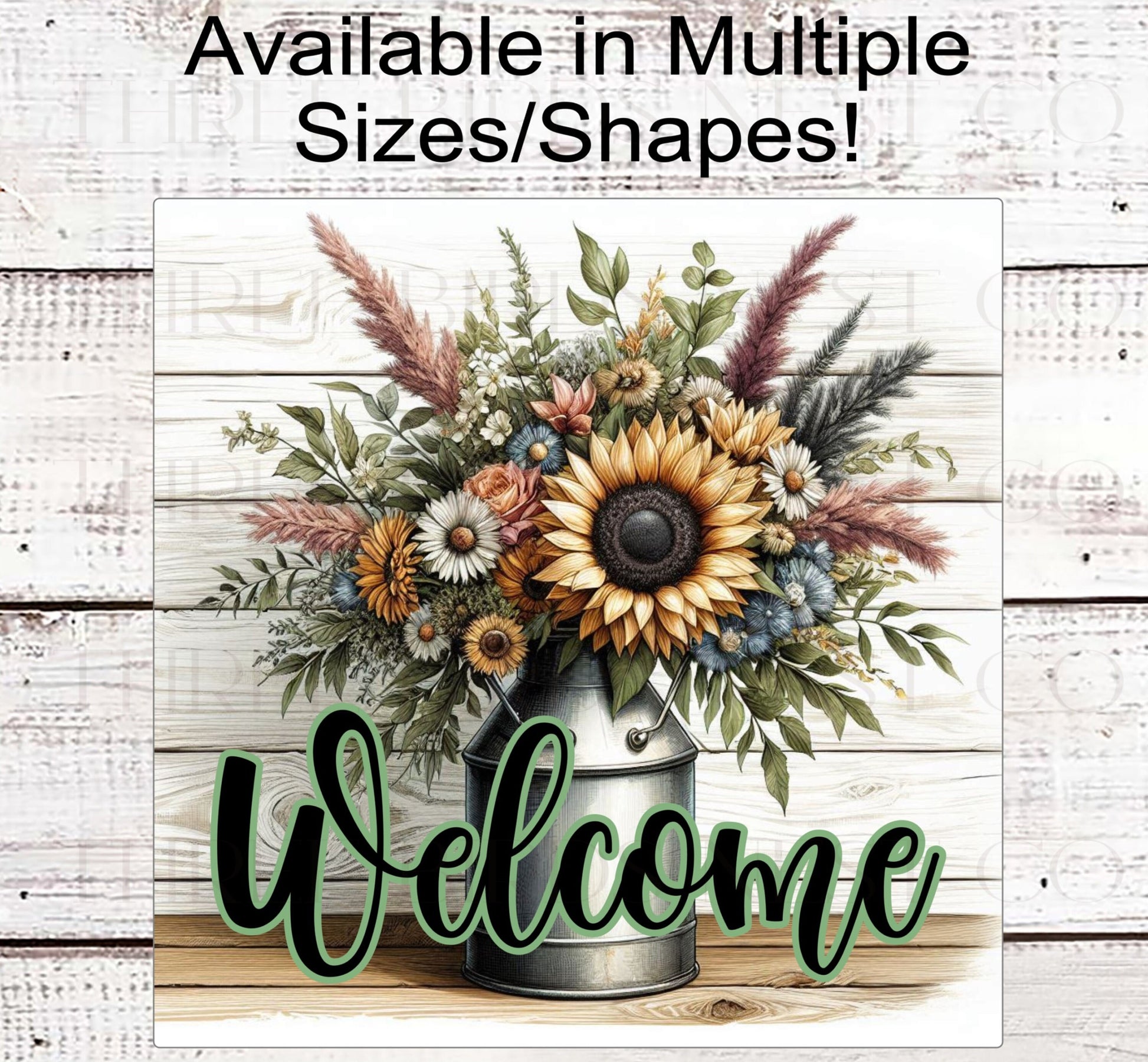 Sunflower Welcome Wreath Sign - Farmhouse Wreath Sign - Floral Welcome Sign - Sunflowers Decor