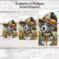 Fall Scarecrow Wreath Sign - Staffordshire Terrier Dog - Halloween Dog - Black Crow - Jack-O-Lantern Pumpkin - Pit Bull Lover - Pet Dog Sign