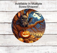 
              An adorable baby Halloween Bat with Jack-O-Lanterns on spooky background.
            