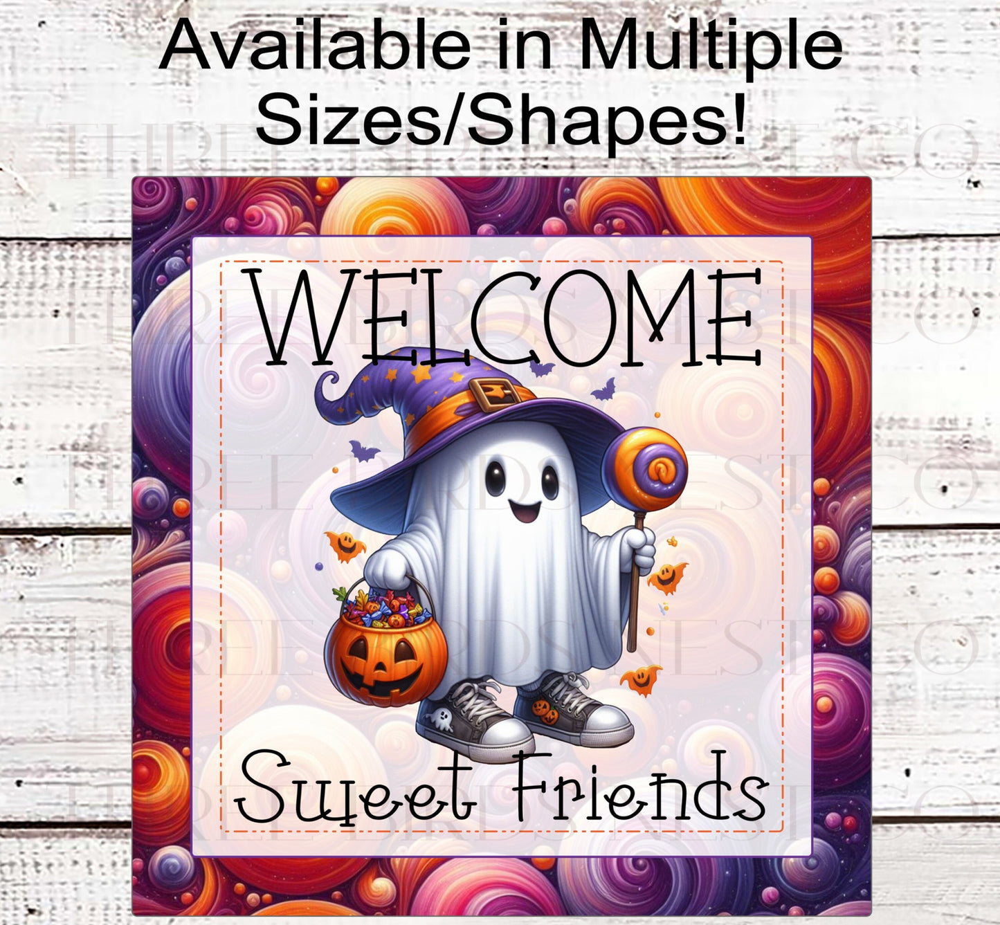 Ghost Halloween Wreath Sign - Halloween Candy - Cute Halloween Decor