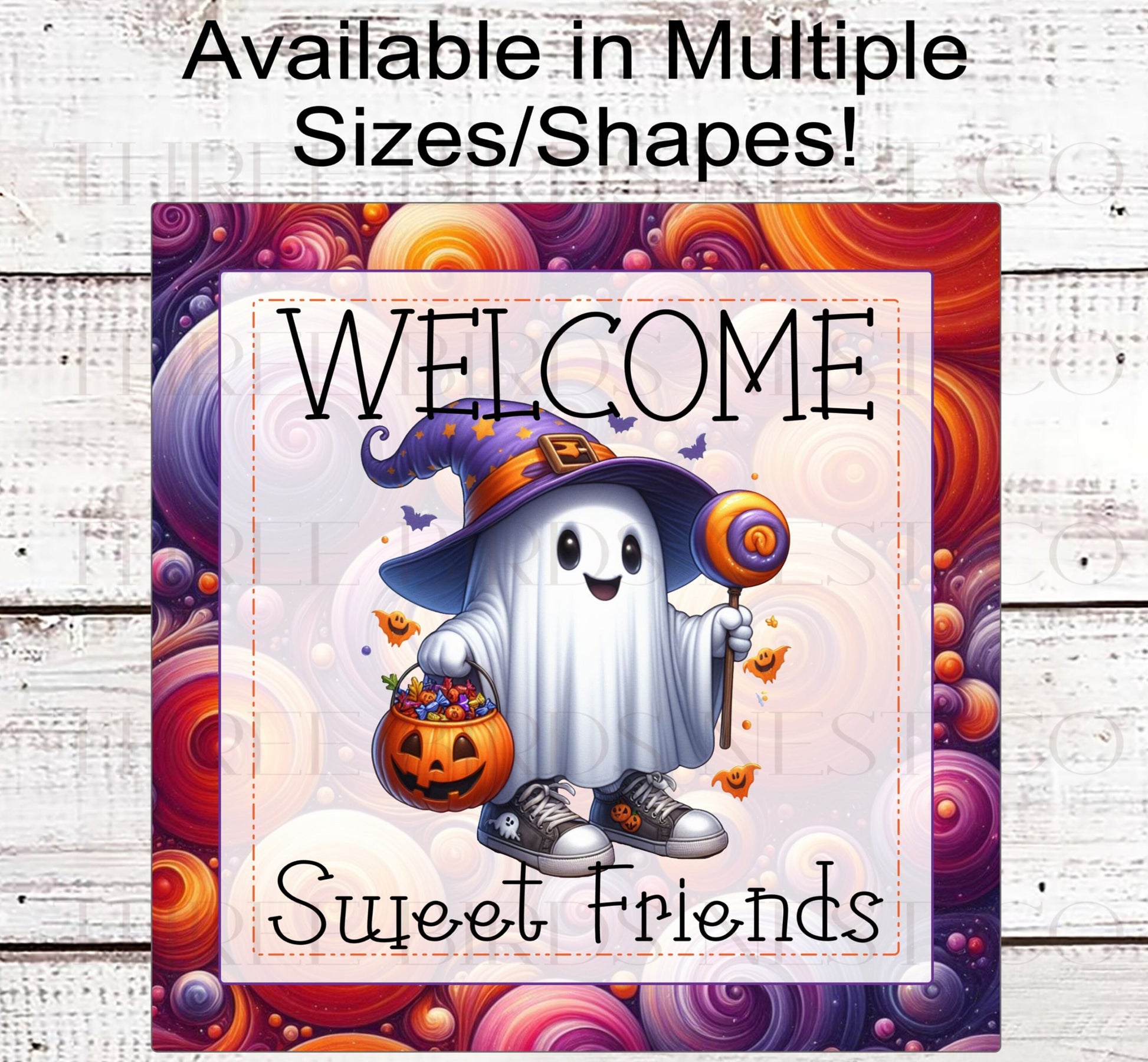 Ghost Halloween Wreath Sign - Halloween Candy - Cute Halloween Decor