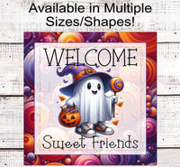 
              Ghost Halloween Wreath Sign - Halloween Candy - Cute Halloween Decor
            