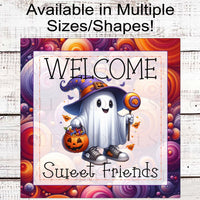 Ghost Halloween Wreath Sign - Halloween Candy - Cute Halloween Decor