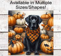 
              Fall Dog Wreath Sign - Black Labrador Retriever Dog - Pumpkins Sign - Welcome to Our Patch
            