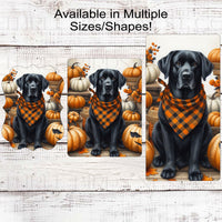 Fall Dog Wreath Sign - Black Labrador Retriever Dog - Pumpkins Sign - Welcome to Our Patch