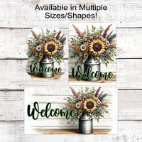 Sunflower Welcome Wreath Sign - Farmhouse Wreath Sign - Floral Welcome Sign - Sunflowers Decor