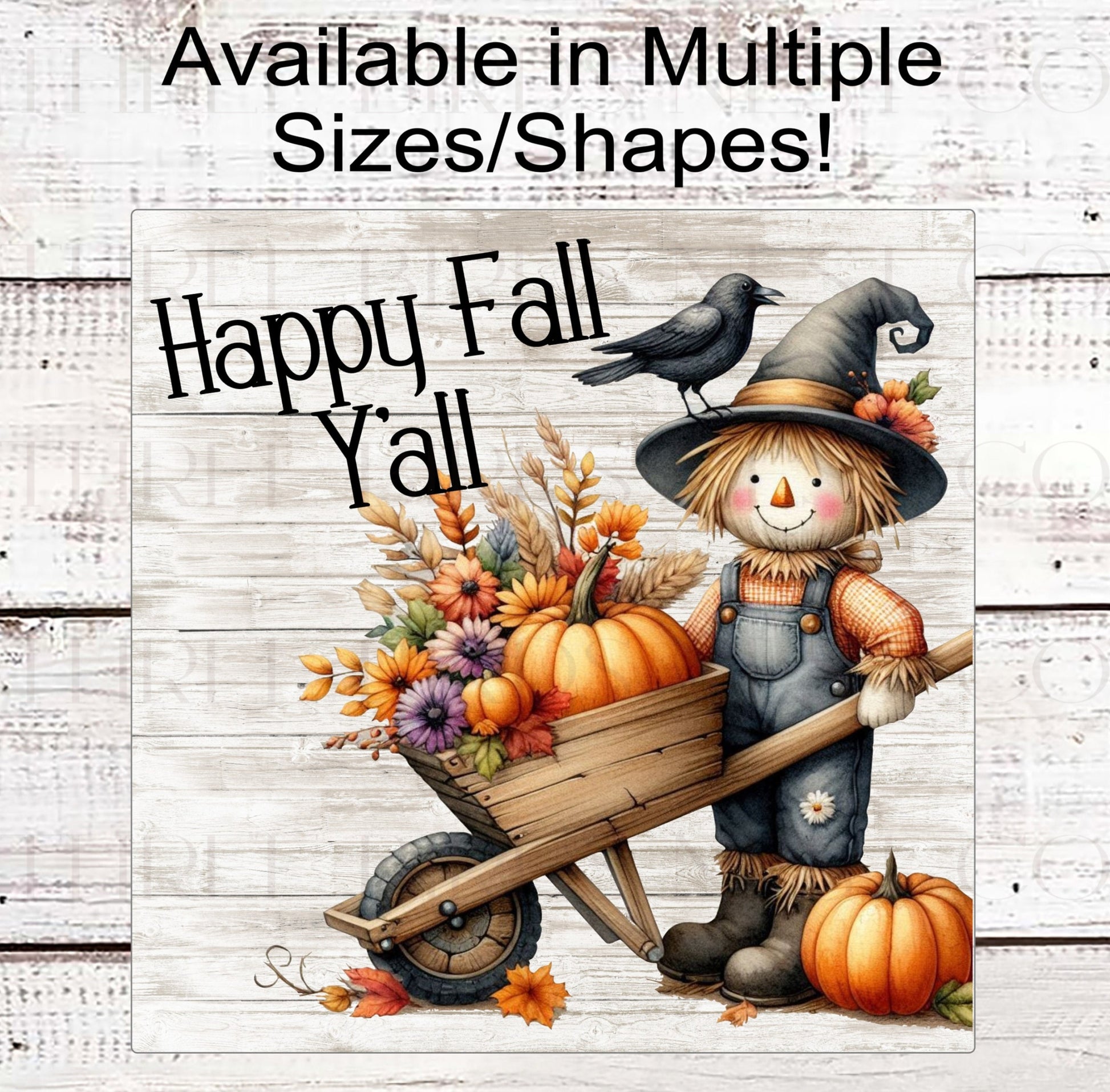 Its Fall Yall Scarecrow Wreath Sign - Fall Florals - Wheelbarrow Sign