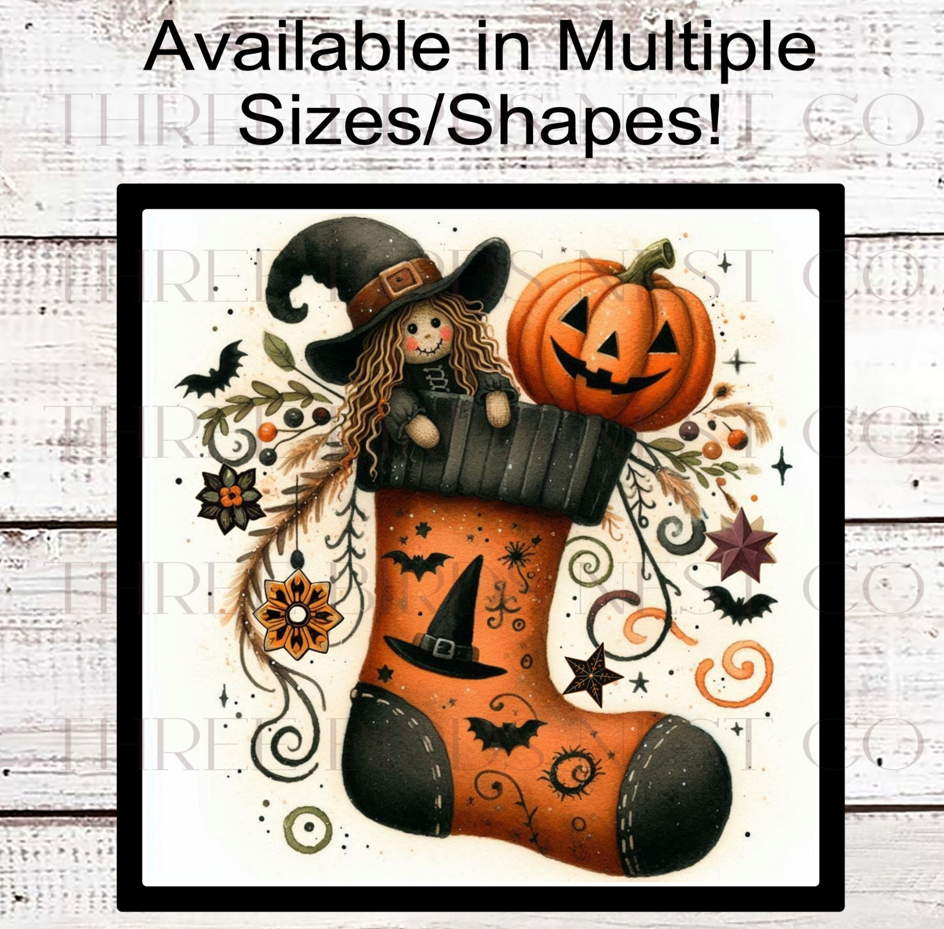 Primitive Vintage Halloween Wreath Sign - Vintage Witch - Stocking Sign