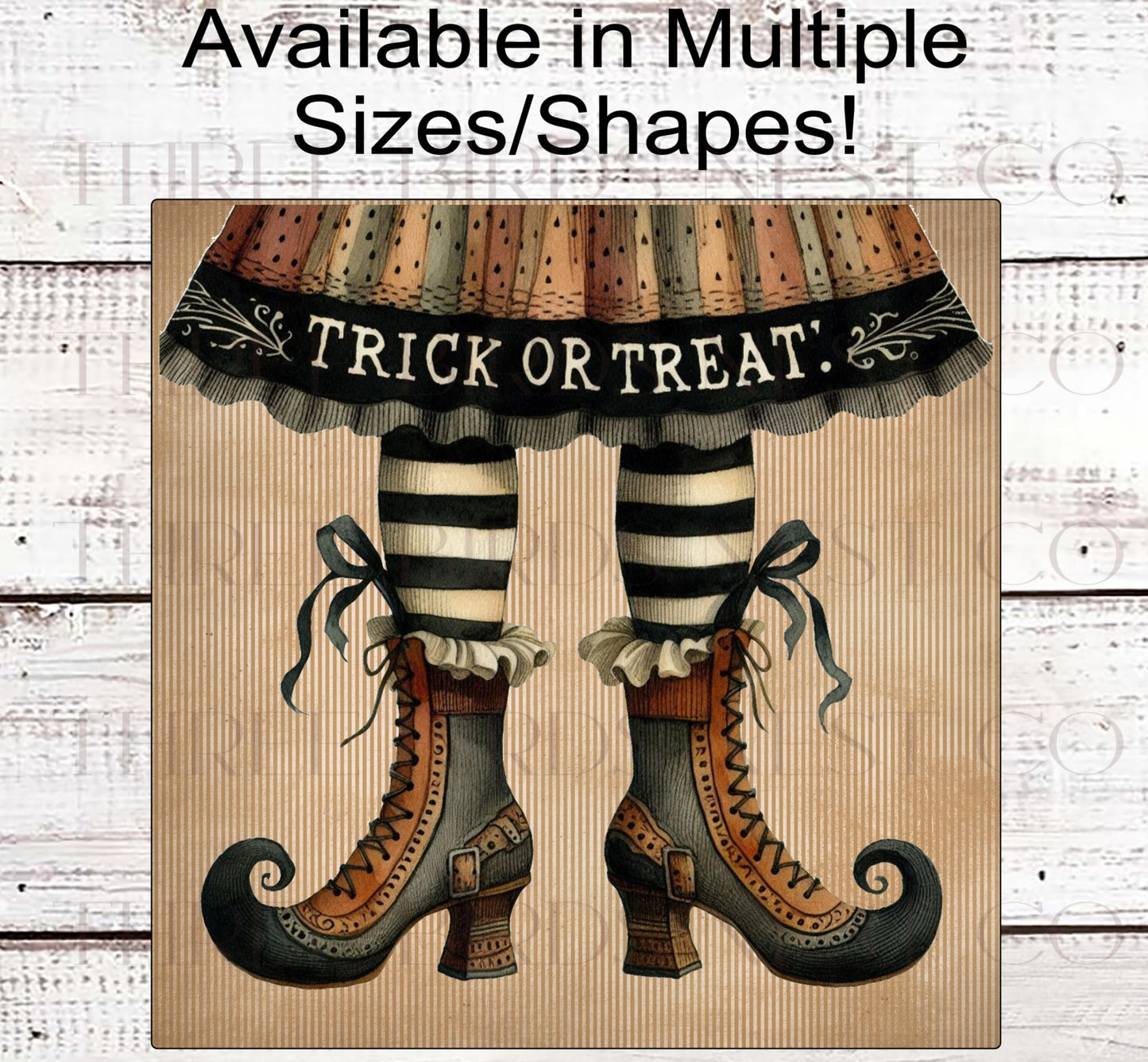 Trick or Treat Halloween Witch Legs Wreath Sign - If the Shoe Fits - Primitive Decor - Vintage Halloween