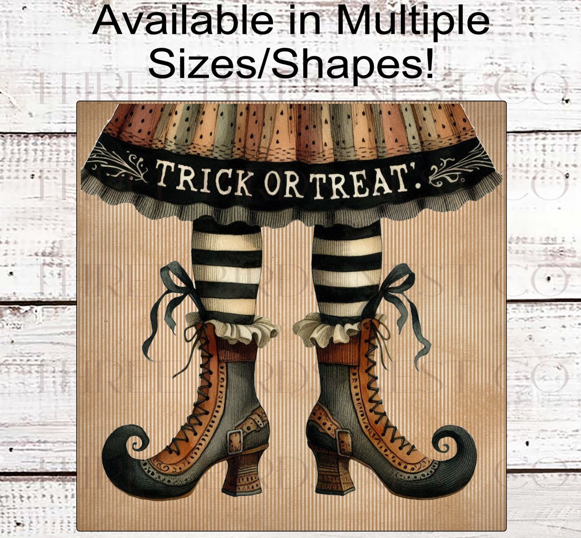 Trick or Treat Halloween Witch Legs Wreath Sign - If the Shoe Fits - Primitive Decor - Vintage Halloween