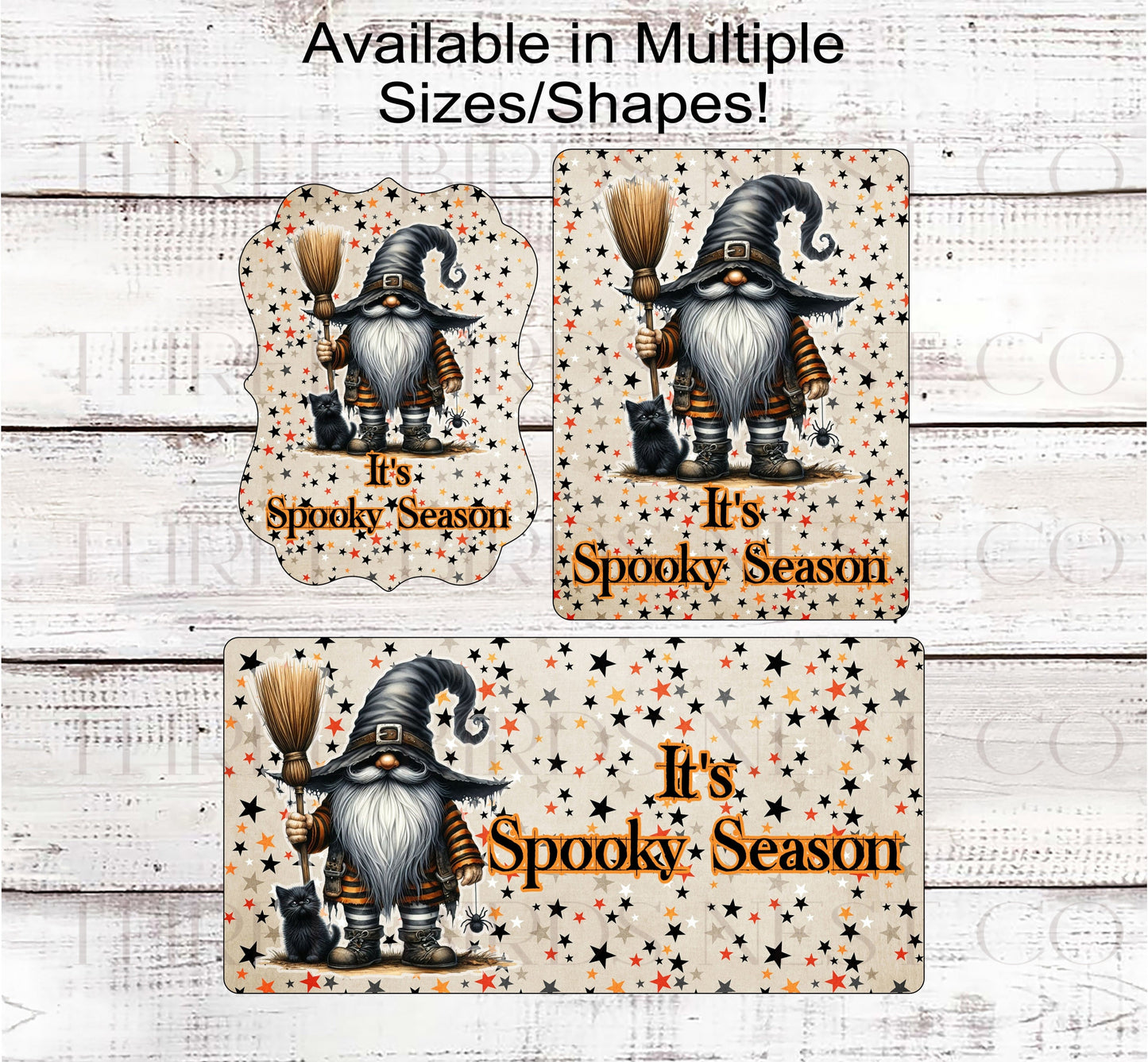 Spooky Season - Halloween Witch Gnome Wreath Sign - Black Cat Decor