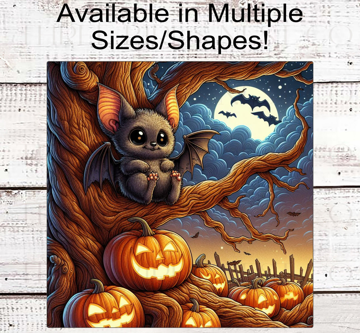Baby Halloween Bat Wreath Sign - Jack-O-Lanterns - Spooky Haunted Forest