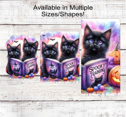 Black Cat Halloween Wreath Sign - Kitten Decor - Spooky Season