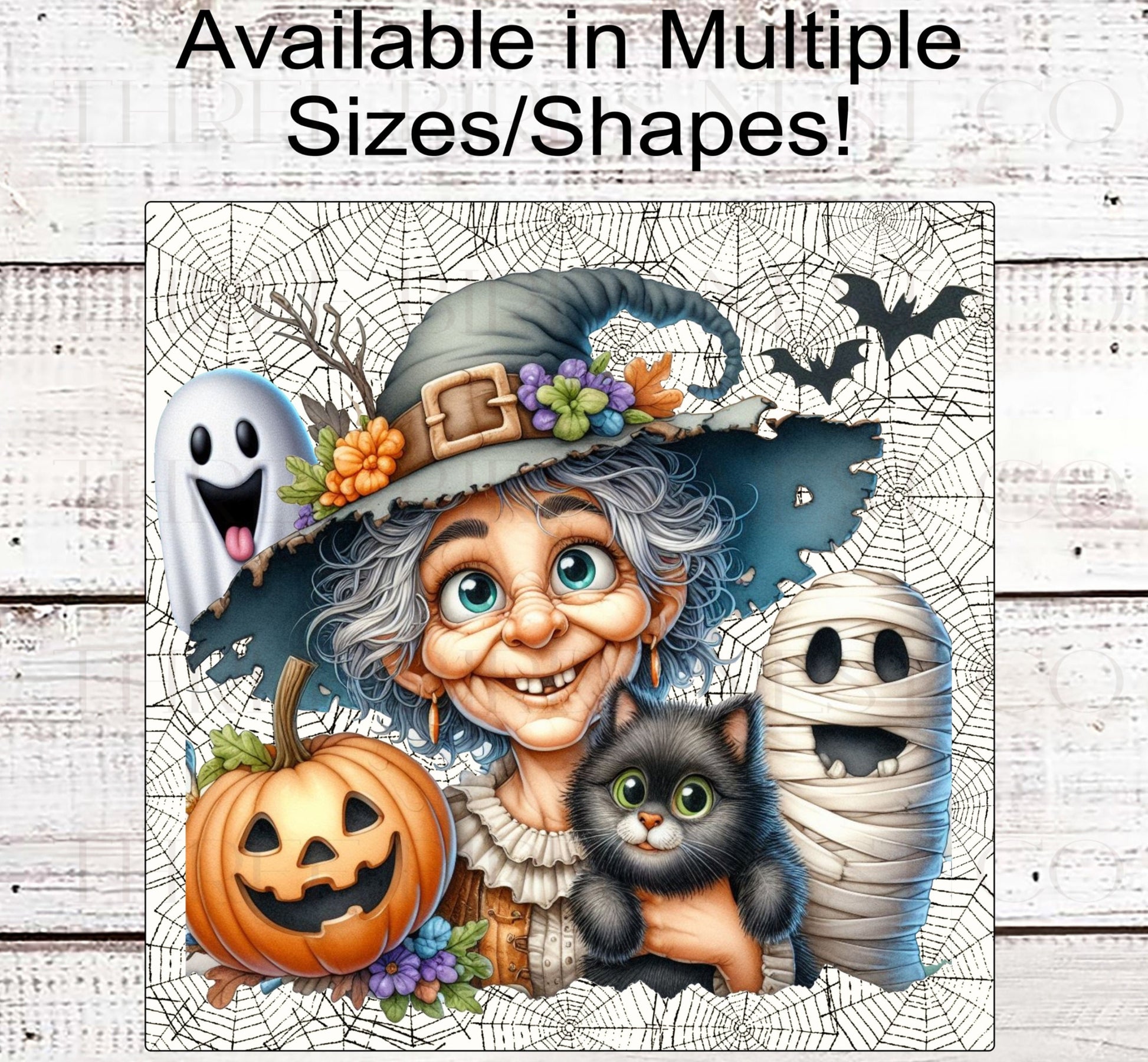 Halloween Witch Wreath Sign - Ghost - Black Cat - Mummy Sign - Spooky Season - Cute Halloween Decor