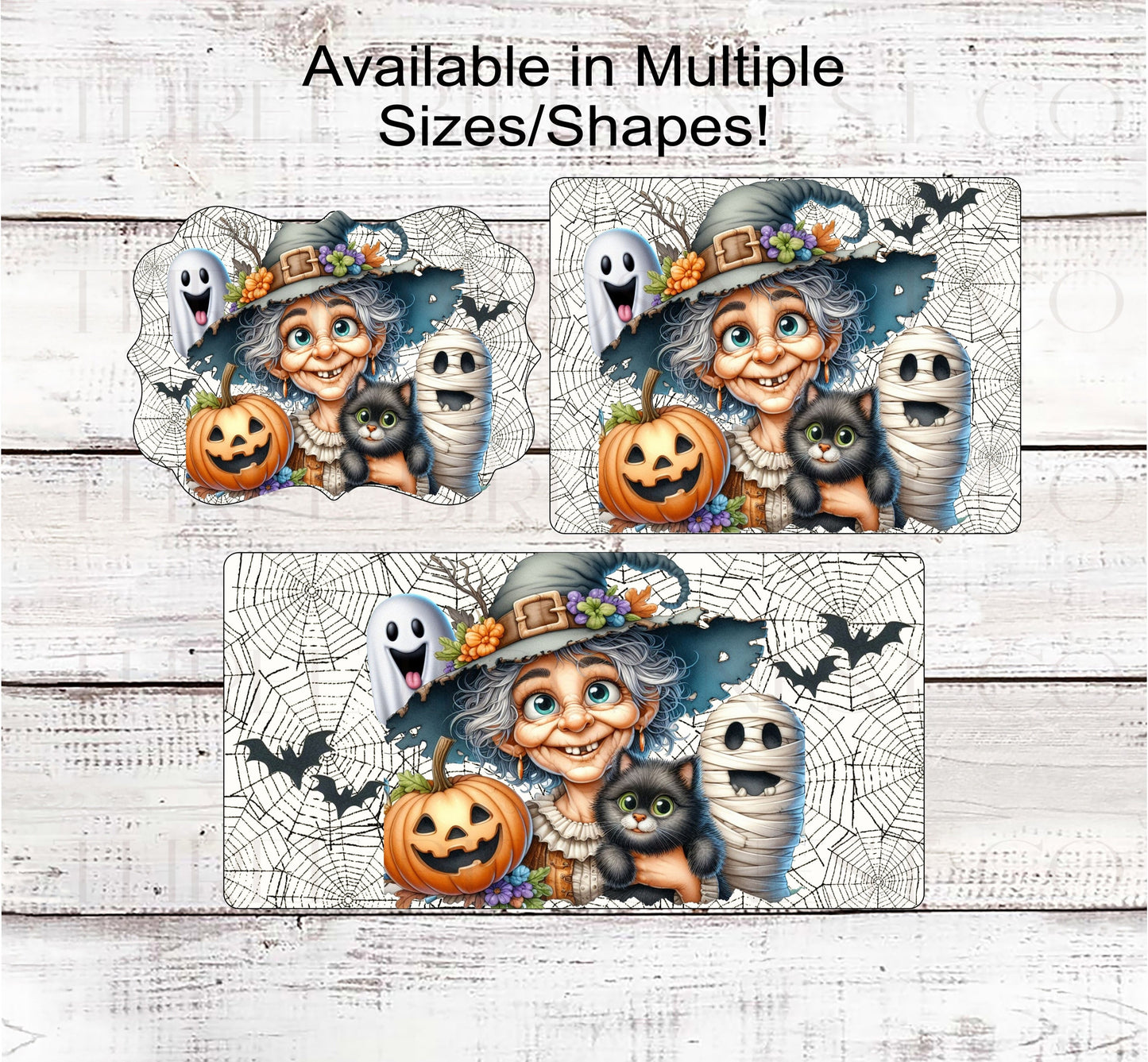 Halloween Witch Wreath Sign - Ghost - Black Cat - Mummy Sign - Spooky Season - Cute Halloween Decor