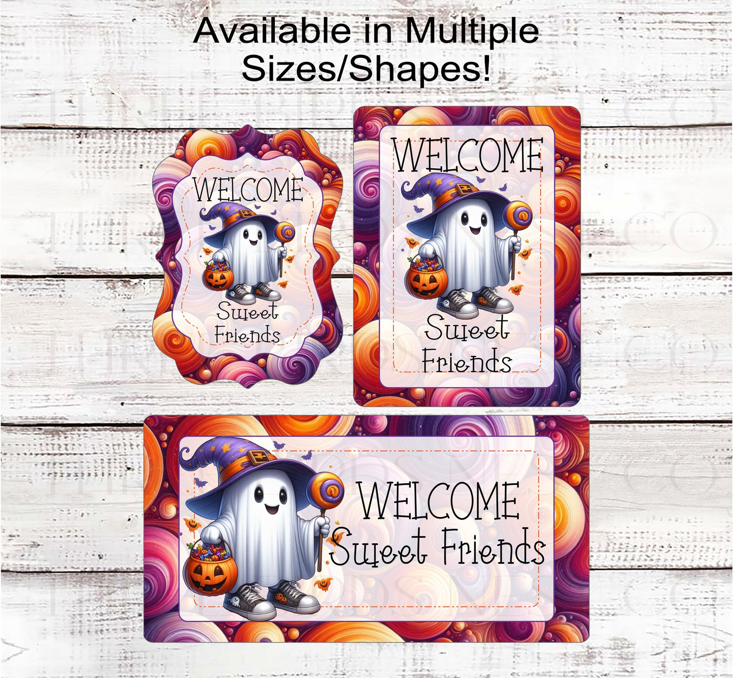 Ghost Halloween Wreath Sign - Halloween Candy - Cute Halloween Decor