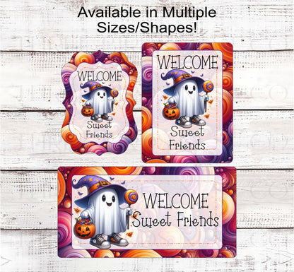 Ghost Halloween Wreath Sign - Halloween Candy - Cute Halloween Decor