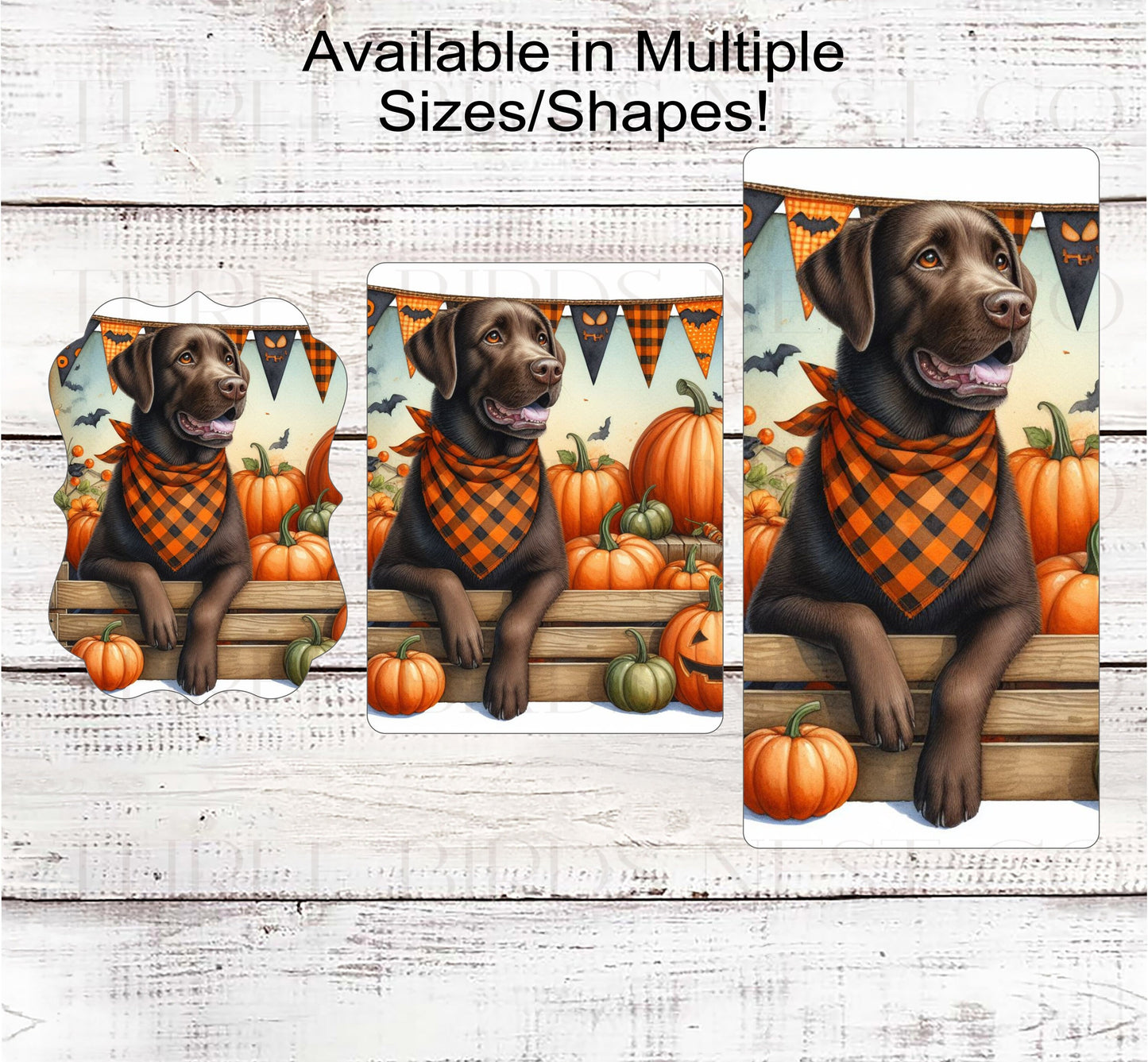 Fall Dog Wreath Sign - Chocolate Labrador Retriever Dog - Pumpkins Sign - Welcome to Our Patch