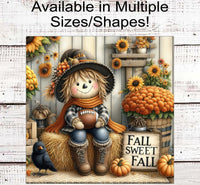 
              Fall Sweet Fall Scarecrow - Sunflowers and Football Welcome Wreath Sign - Farmhouse Wreath Sign - Fall Floral and Mums
            