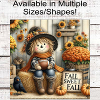 Fall Sweet Fall Scarecrow - Sunflowers and Football Welcome Wreath Sign - Farmhouse Wreath Sign - Fall Floral and Mums