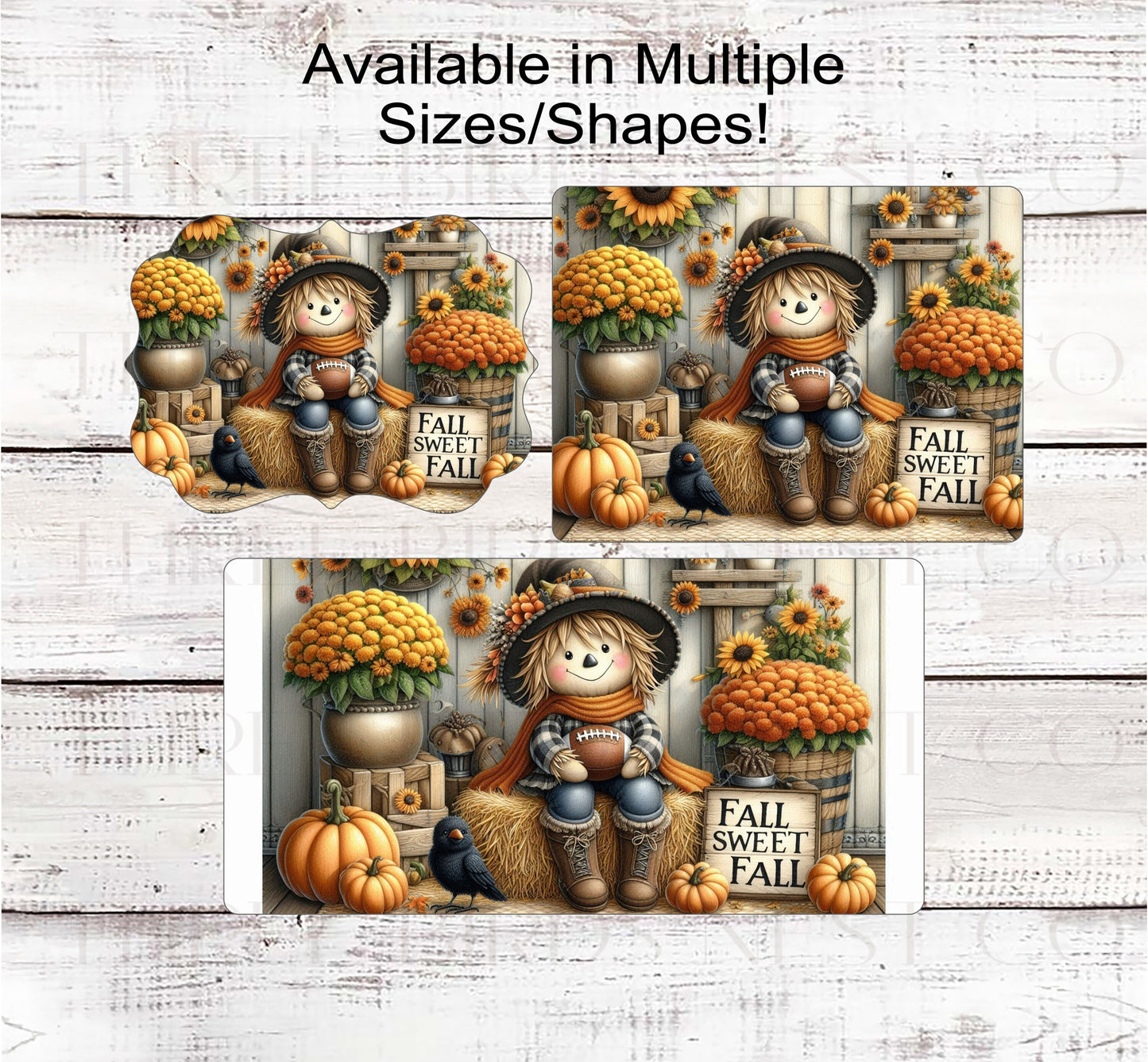 Fall Sweet Fall Scarecrow - Sunflowers and Football Welcome Wreath Sign - Farmhouse Wreath Sign - Fall Floral and Mums