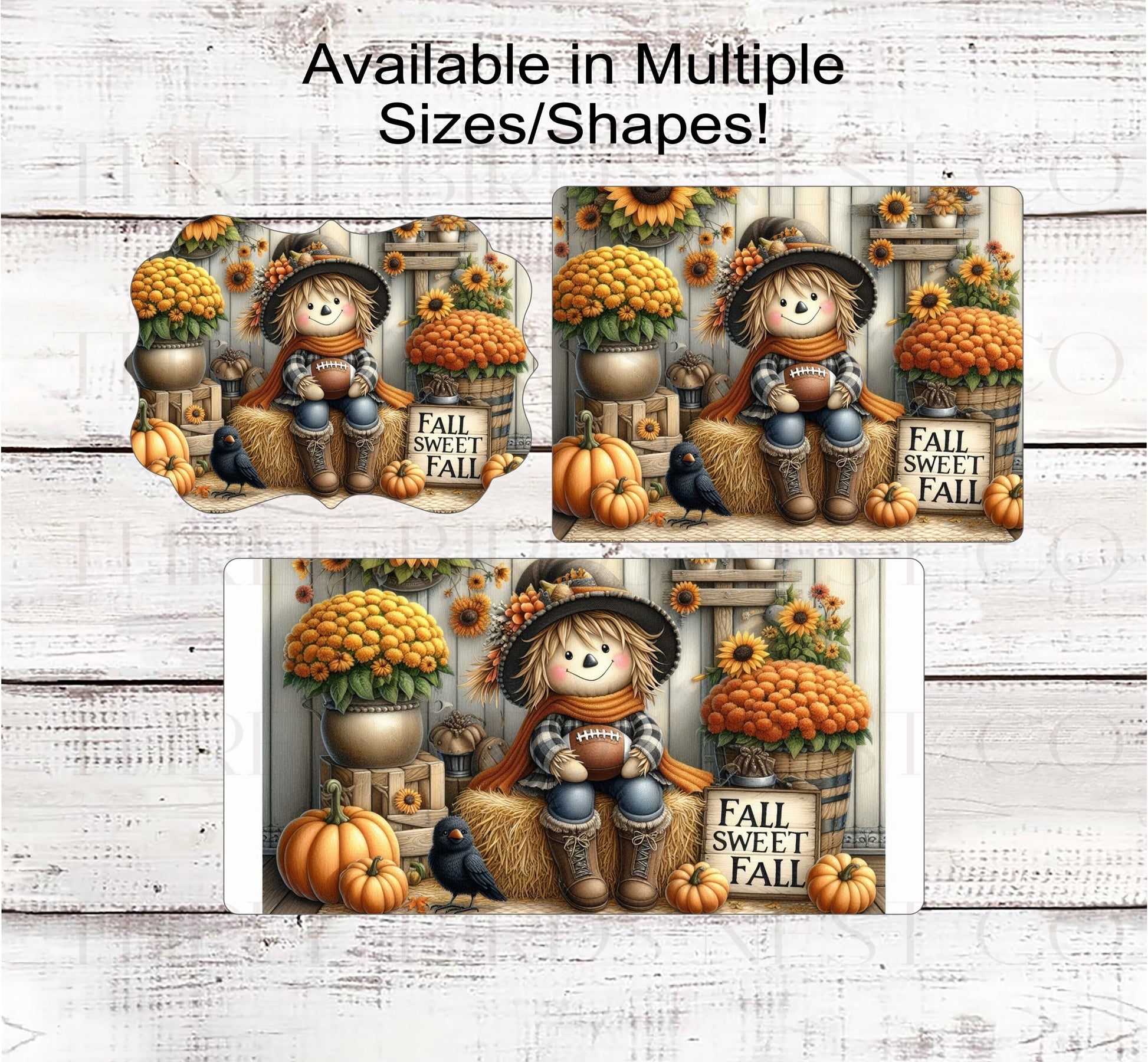 Fall Sweet Fall Scarecrow - Sunflowers and Football Welcome Wreath Sign - Farmhouse Wreath Sign - Fall Floral and Mums