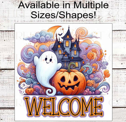 Haunted House Halloween Wreath Sign - Ghost Sign - Jack-O-Lantern - Cute Halloween Decor