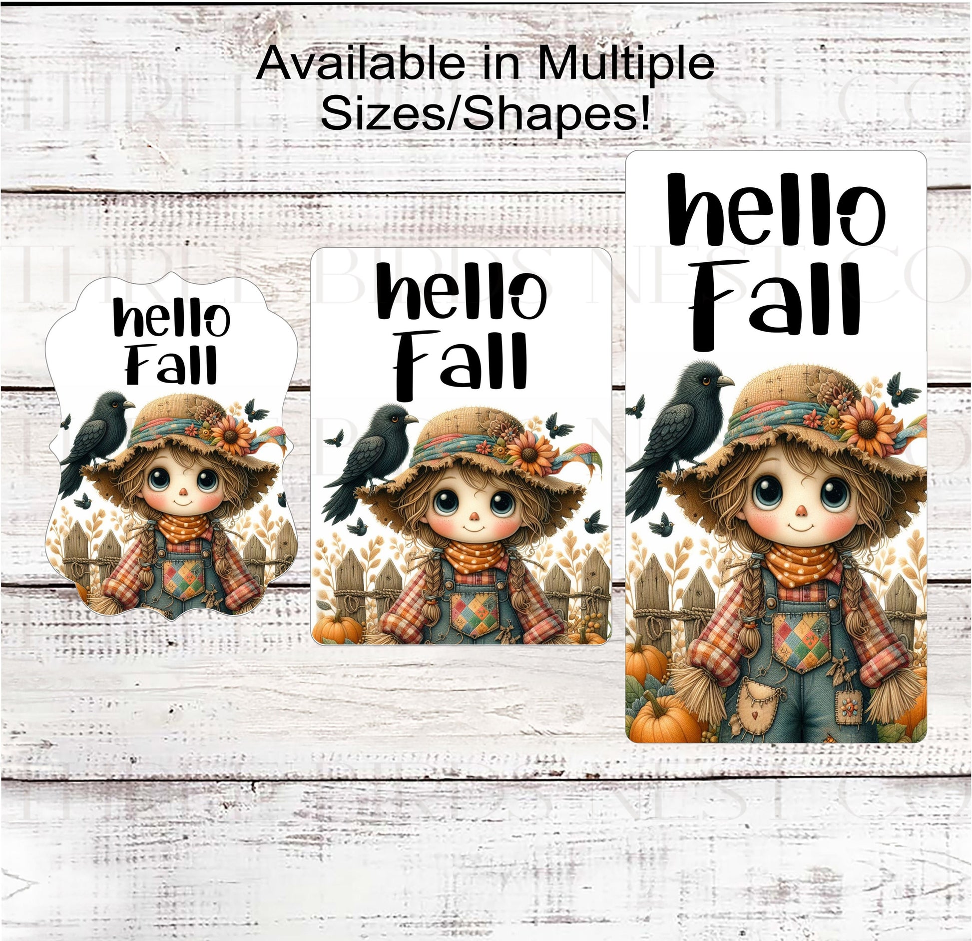 Hello Fall Scarecrow Wreath Sign - Black Crow - Fall Sunflowers