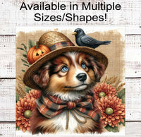 
              Fall Scarecrow Wreath Sign - Australian Shepherd Sign - Aussie Lover - Pet Dog Sign
            