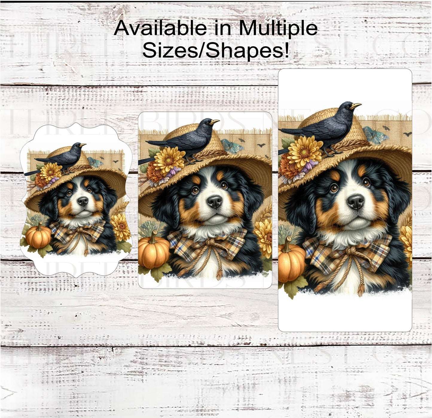 Fall Scarecrow Wreath Sign - Bernese Mountain Dog Sign - Berner Lover - Pet Dog Sign