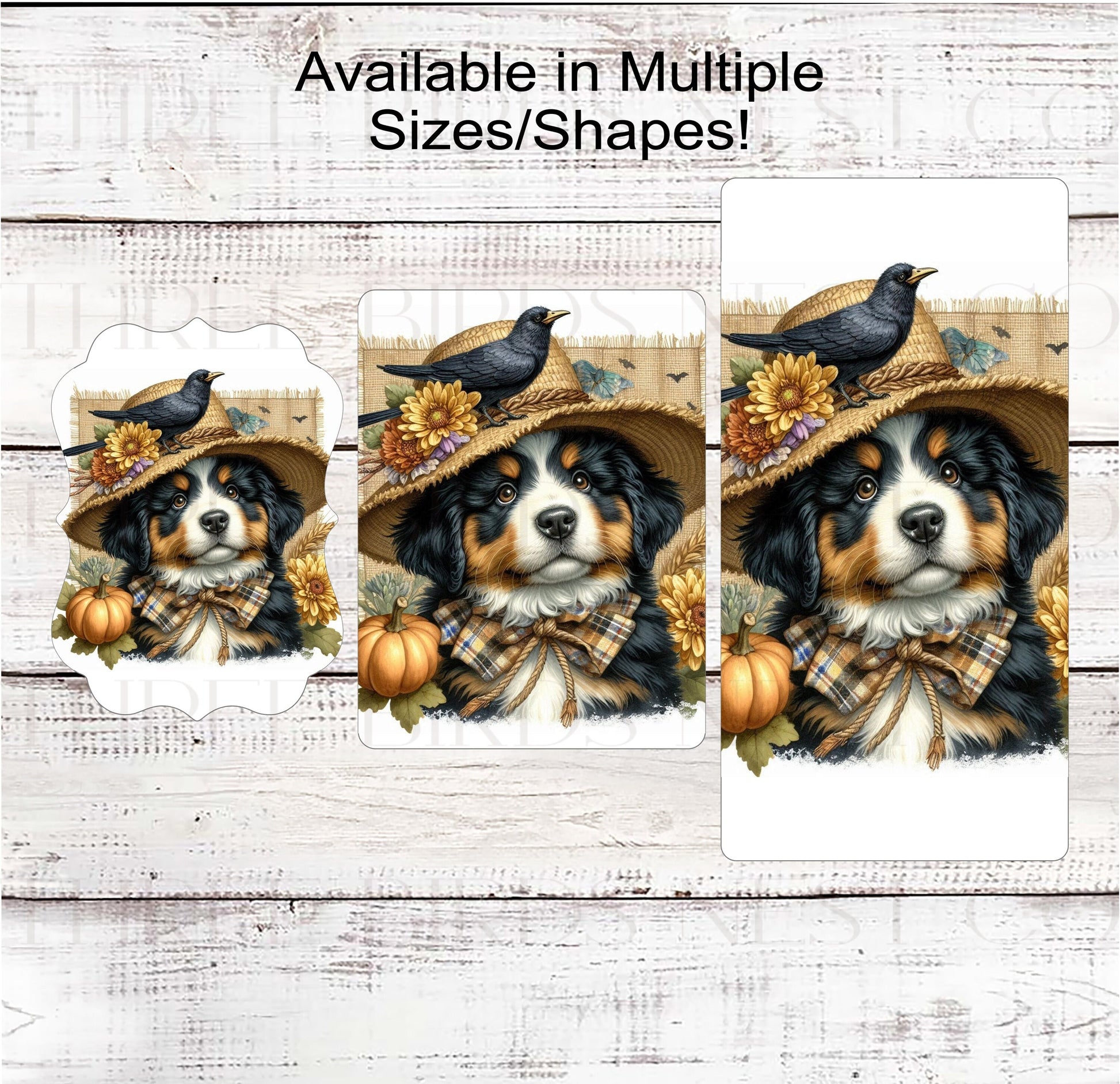 Fall Scarecrow Wreath Sign - Bernese Mountain Dog Sign - Berner Lover - Pet Dog Sign