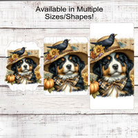 Fall Scarecrow Wreath Sign - Bernese Mountain Dog Sign - Berner Lover - Pet Dog Sign