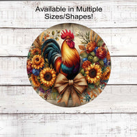 A beautiful Rooster surrounded by Sunflowers and other florals.