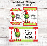 
              Christmas Wreath Signs - Elf Surveillance - Pastel Christmas - Elf Gnome
            