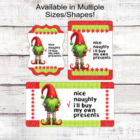 Christmas Wreath Signs - Elf Surveillance - Pastel Christmas - Elf Gnome