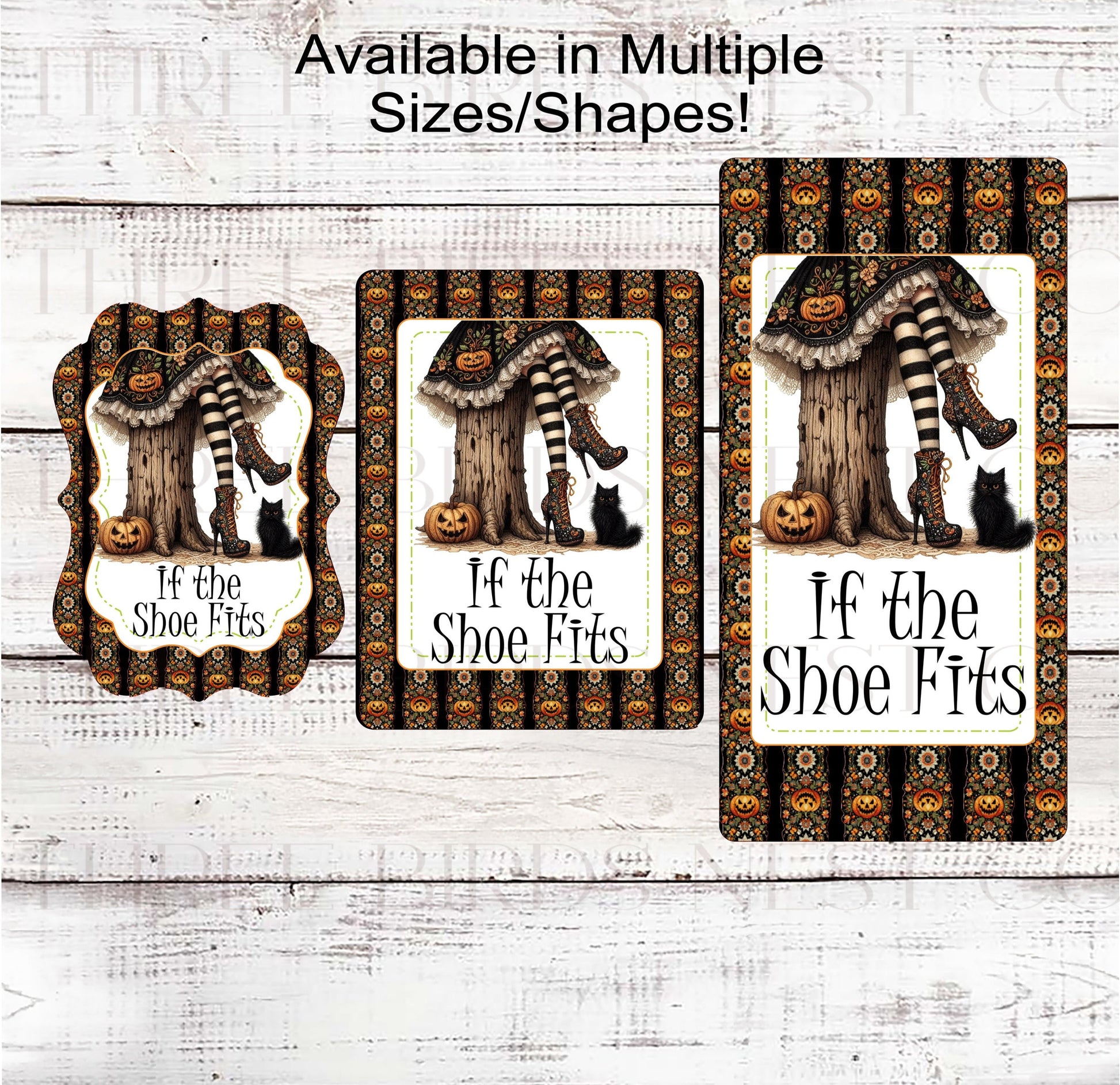 Halloween Witch Wreath Sign - If the Shoe Fits - Witch Legs - Black Cat - Cute Halloween Decor