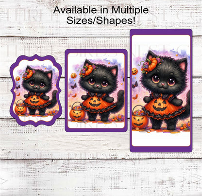 Black Cat Halloween Wreath Sign - Jack-O-Lantern - Cute Halloween Decor