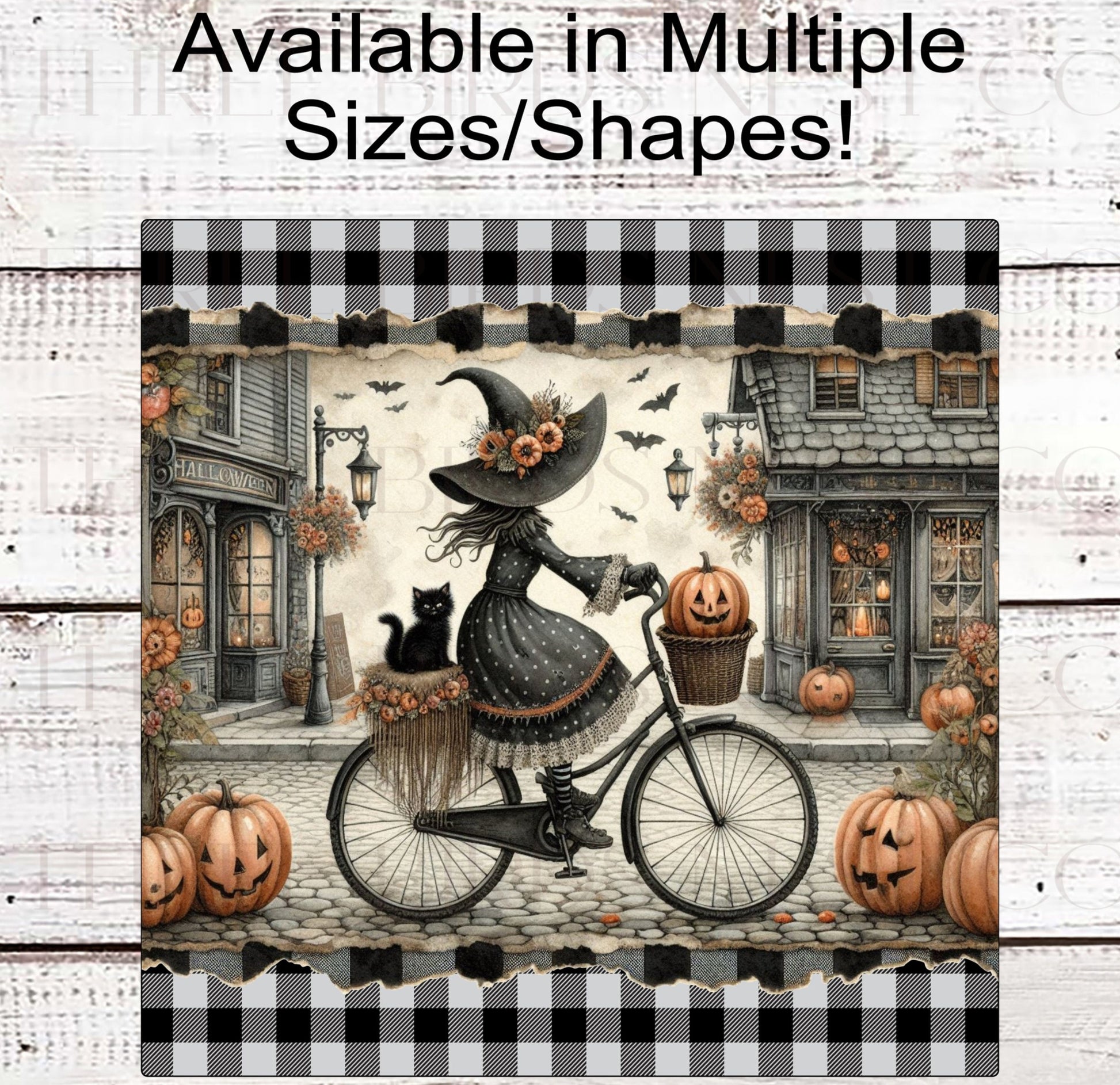 Primitive Halloween Witch Wreath Sign - Bicycle Decor - Vintage Halloween