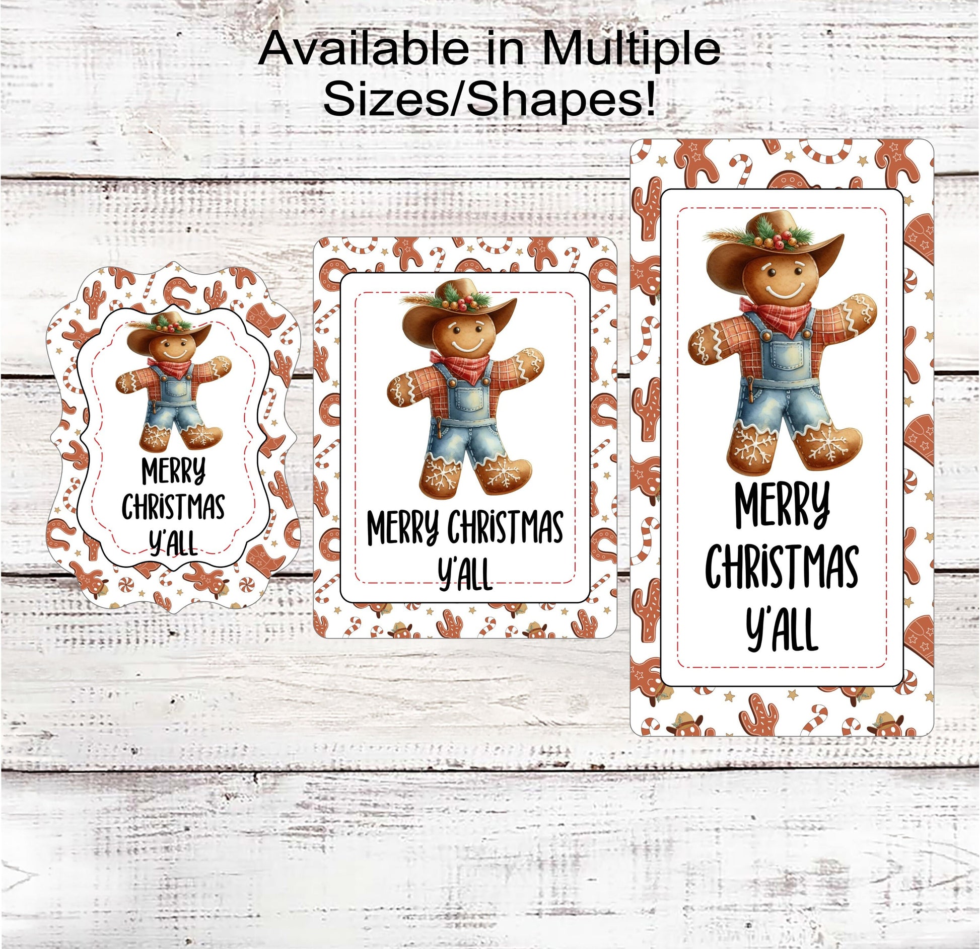 Gingerbread Man Wreath Sign - Merry Christmas Yall - Western Decorm - Cowboy