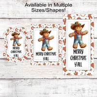 Gingerbread Man Wreath Sign - Merry Christmas Yall - Western Decorm - Cowboy