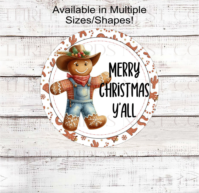 Merry Christmas Yall! This western Cowboy Gingerbread Man is just what you need for your wreaths!