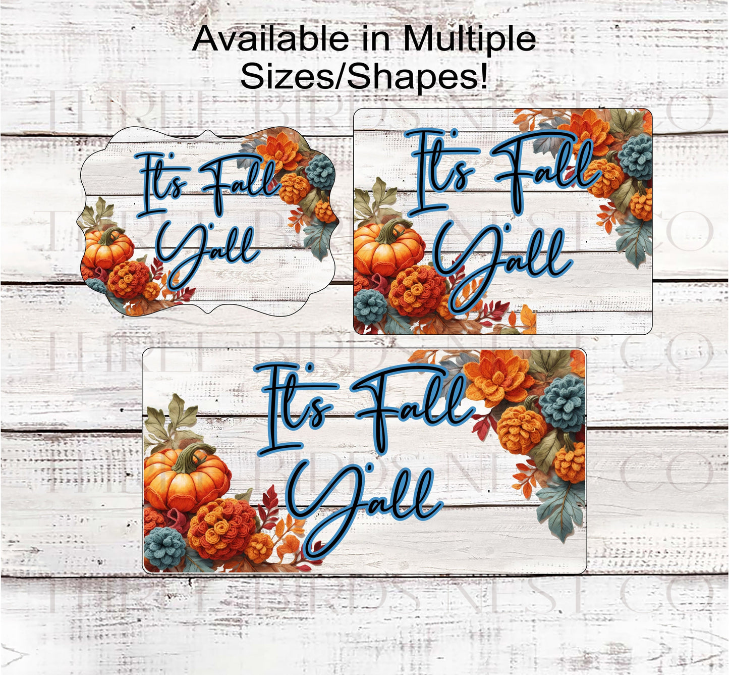 Its Fall Yall Wreath Sign - Crocheted Pumpkins - Fall Floral and Pine Cones