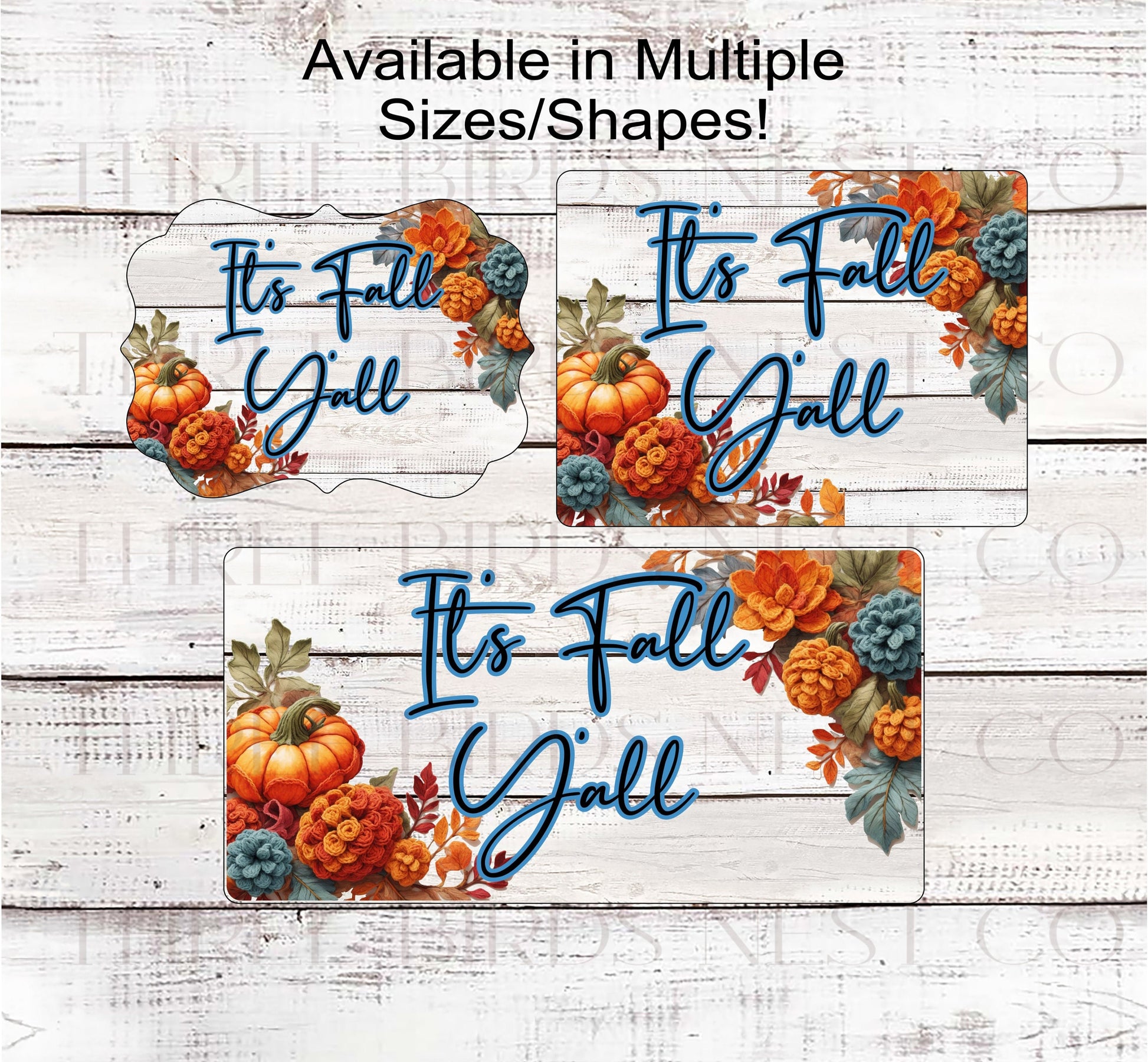 Its Fall Yall Wreath Sign - Crocheted Pumpkins - Fall Floral and Pine Cones