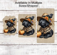 
              Fall Scarecrow Wreath Sign - Labrador Retriever Sign - Lab Lover - Pet Dog Sign
            